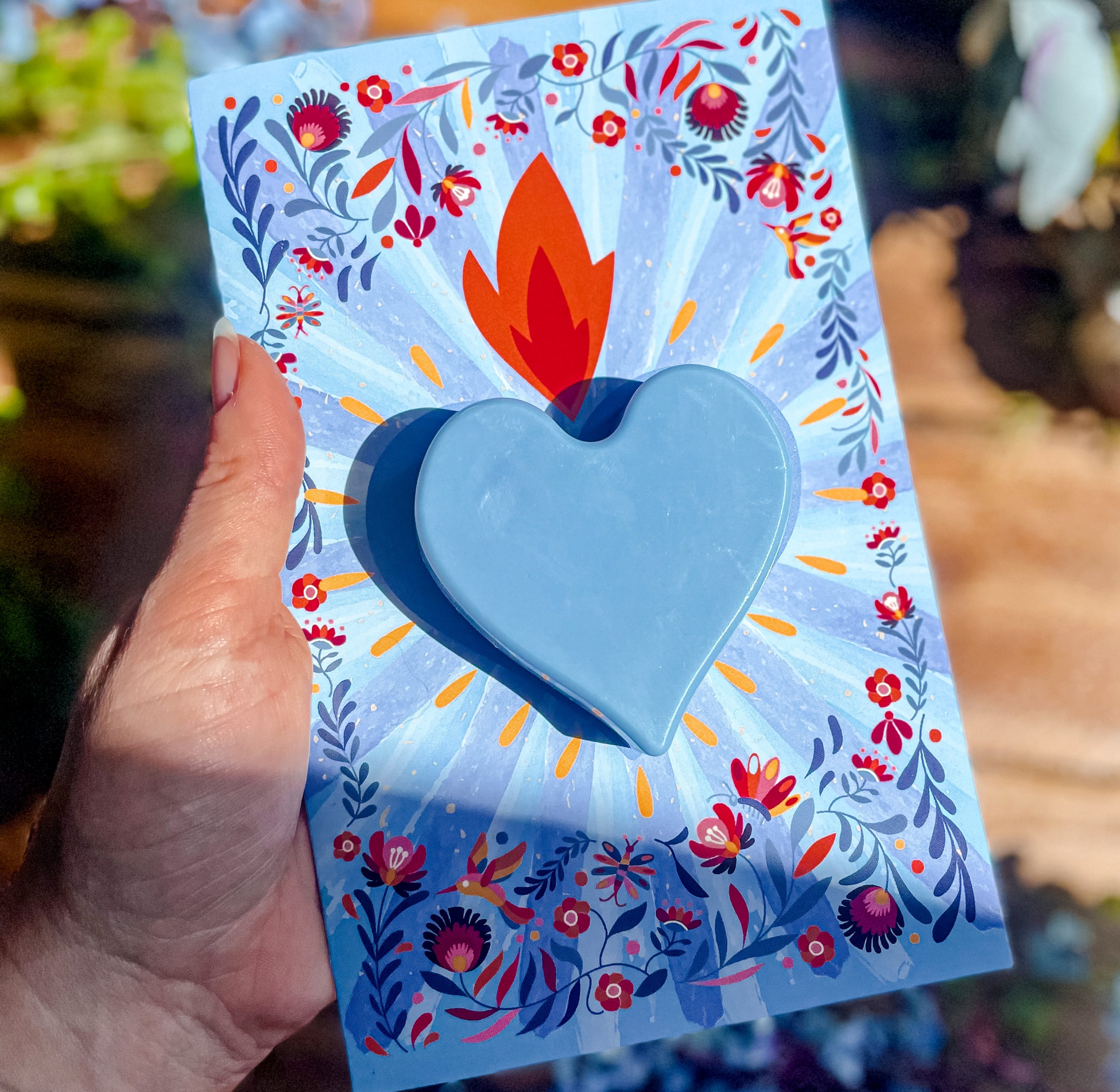 carte corazon bleue de la boutique bougies et accessoire décoratif parfumé