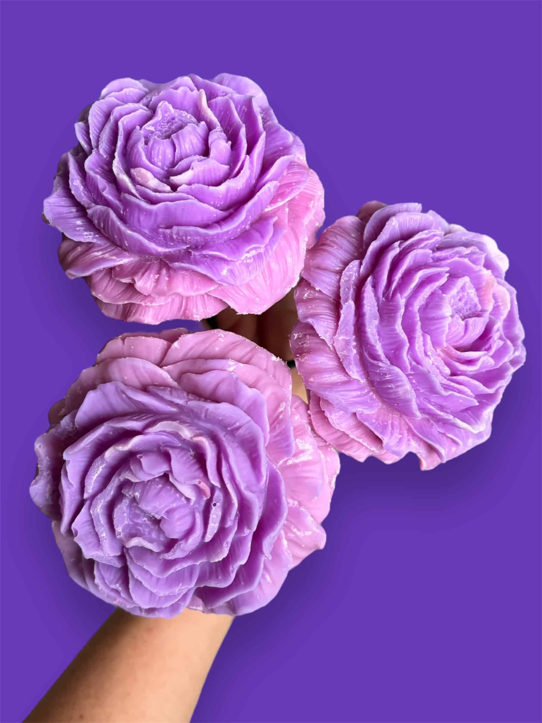 Fleur en cire pivoine bicolore violet et rose
